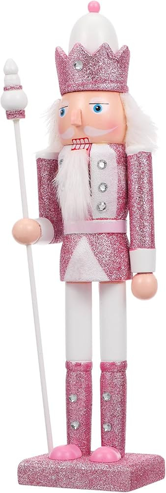 PRETYZOOM Pink Wooden Nutcracker Doll - 12 Inch Christmas Decoration Soldier with Base for Holida... | Amazon (US)