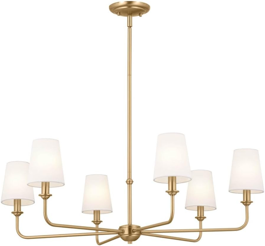 Kichler Pallas 6-Light Chandelier in Brushed Natural Brass, Classic Ceiling Light Fixture with Op... | Amazon (US)