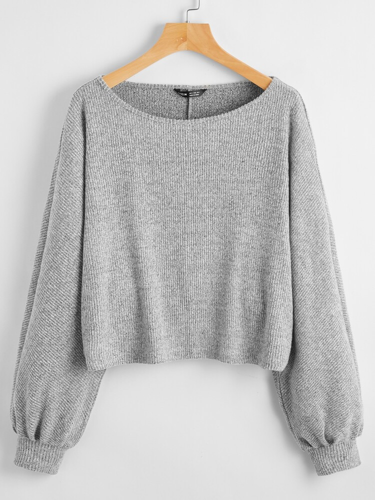 SHEIN Ribbed Heathered Knit Sweater | SHEIN