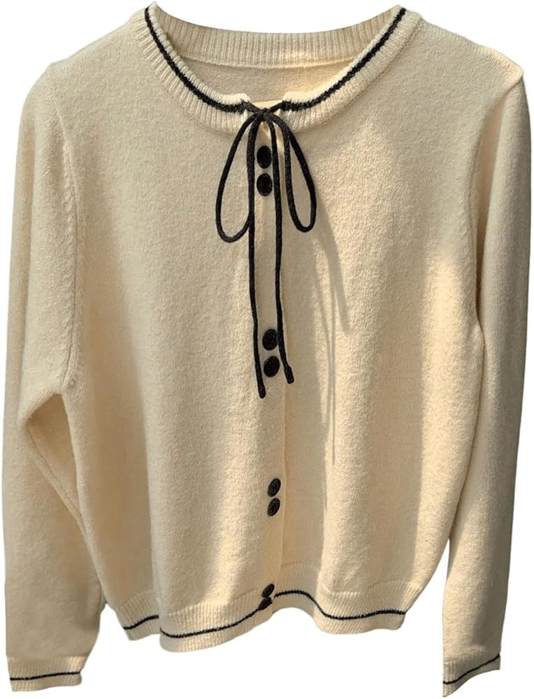 GORGLITTER Women's Bow Button Up Fall Short Cardigan Sweater Dressy Trendy Cute Long Sleeve Cable... | Amazon (US)