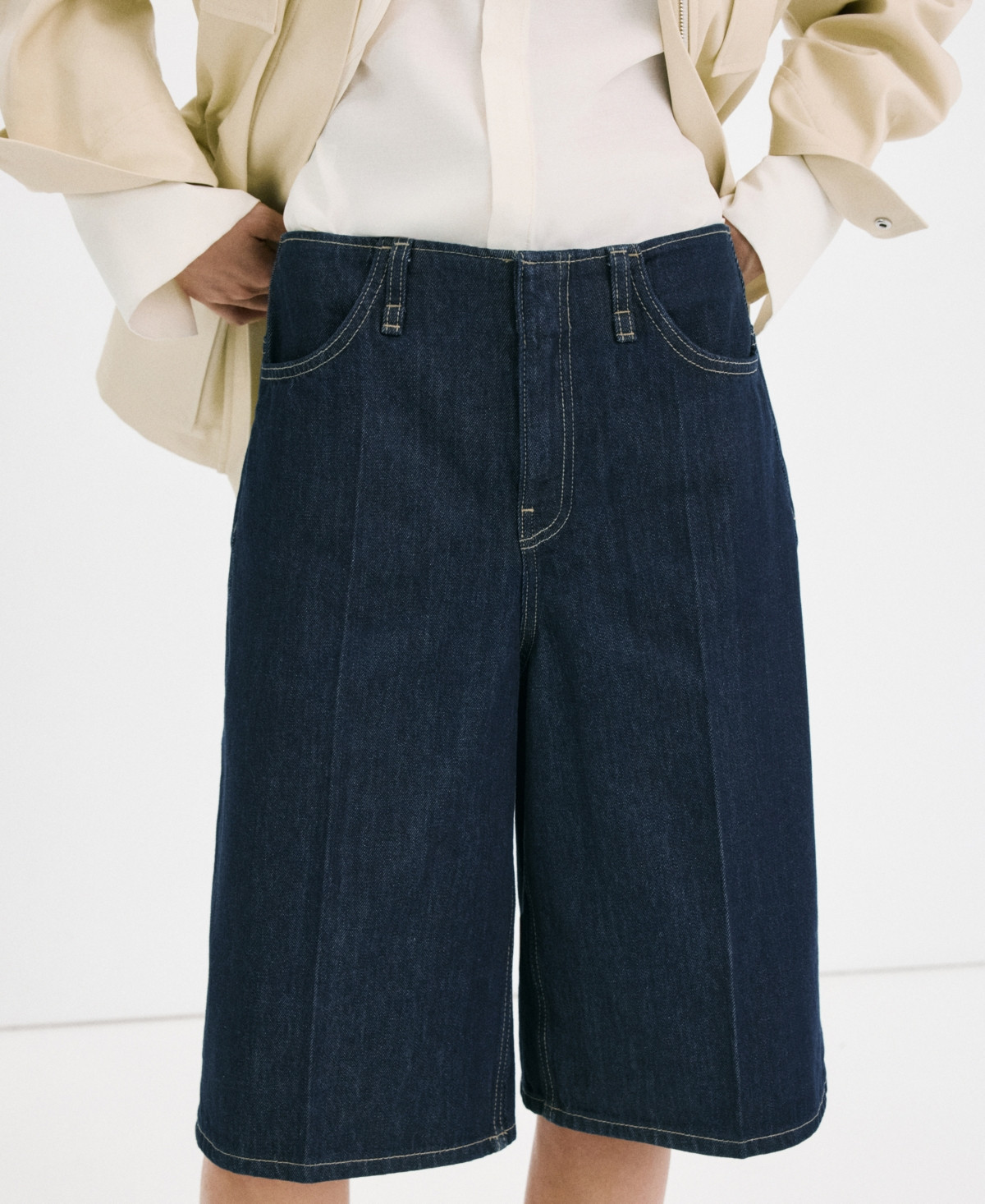 Mango Women's Mid-Rise Denim Bermuda Jorts - Open Blue | Macy's