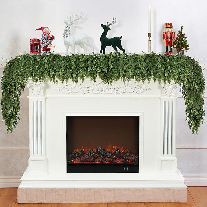 5ft Christmas Garland Realistic Soft and Thickness Green Faux Cedar Pine Garland Artificial Cedar... | Amazon (US)