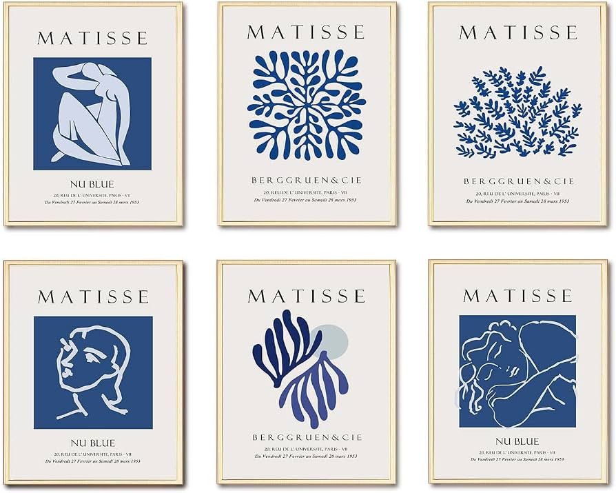 wall decor aesthetic Matisse Wall Art Exhibition Poster & Prints Blue Matisse Posters for Room Ae... | Amazon (US)