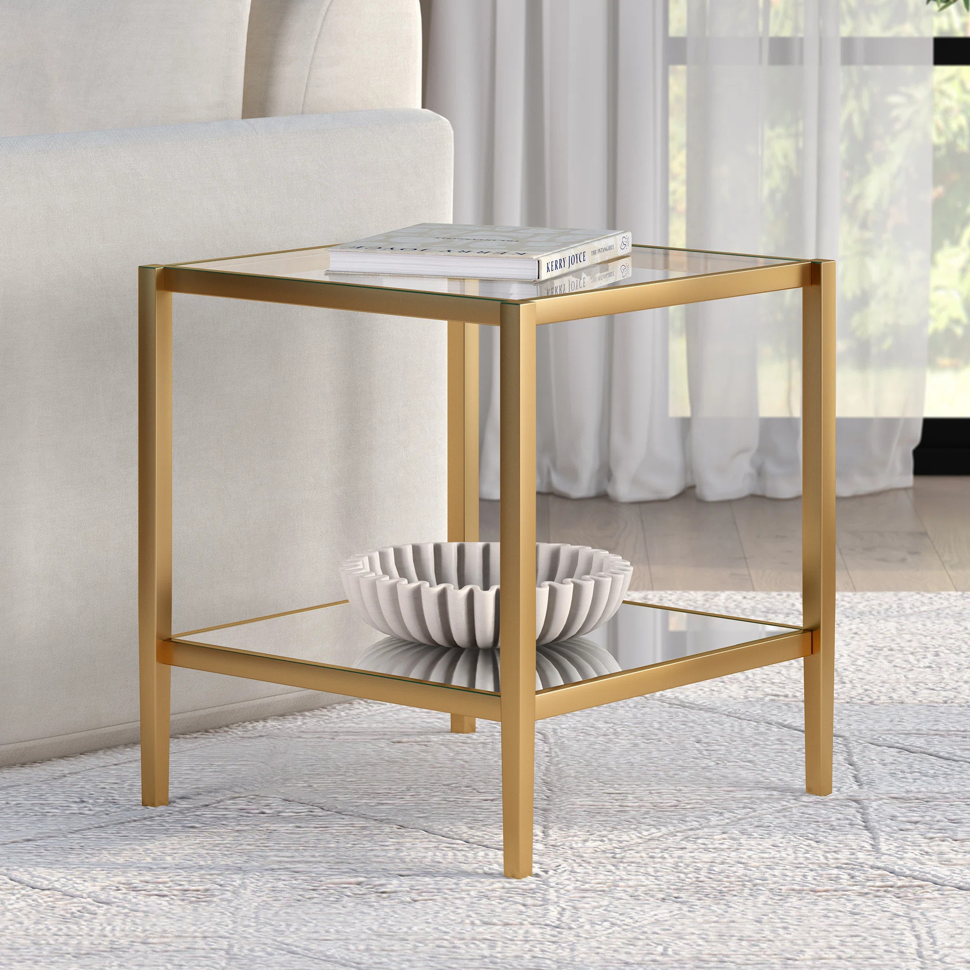 Erika Glass End Table with Storage | Wayfair North America
