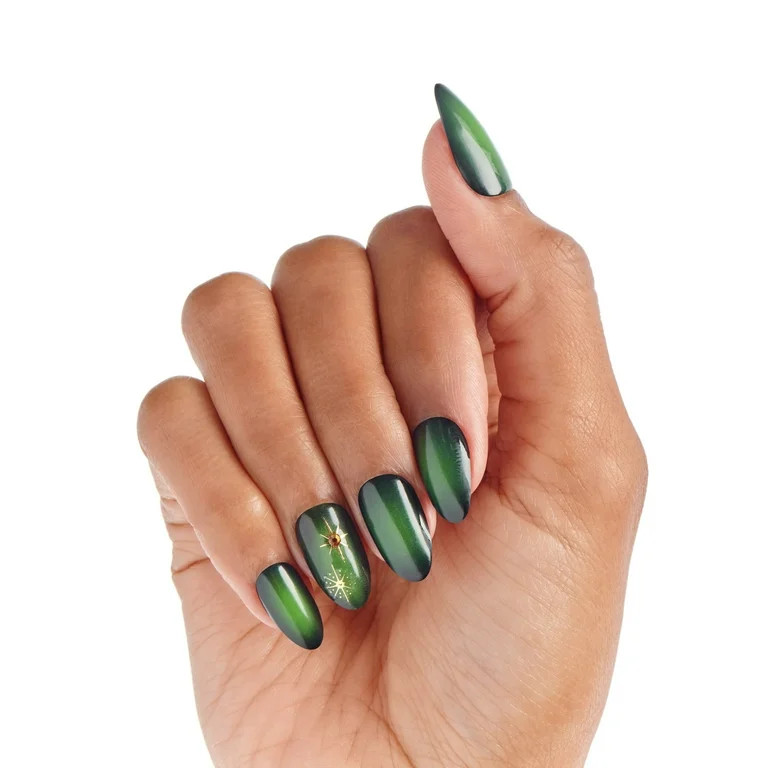 KISS imPRESS WICKED X imPRESS Press on Nails, Elphaba Thropp, Green, Medium Almond, 30 Count | Walmart (US)