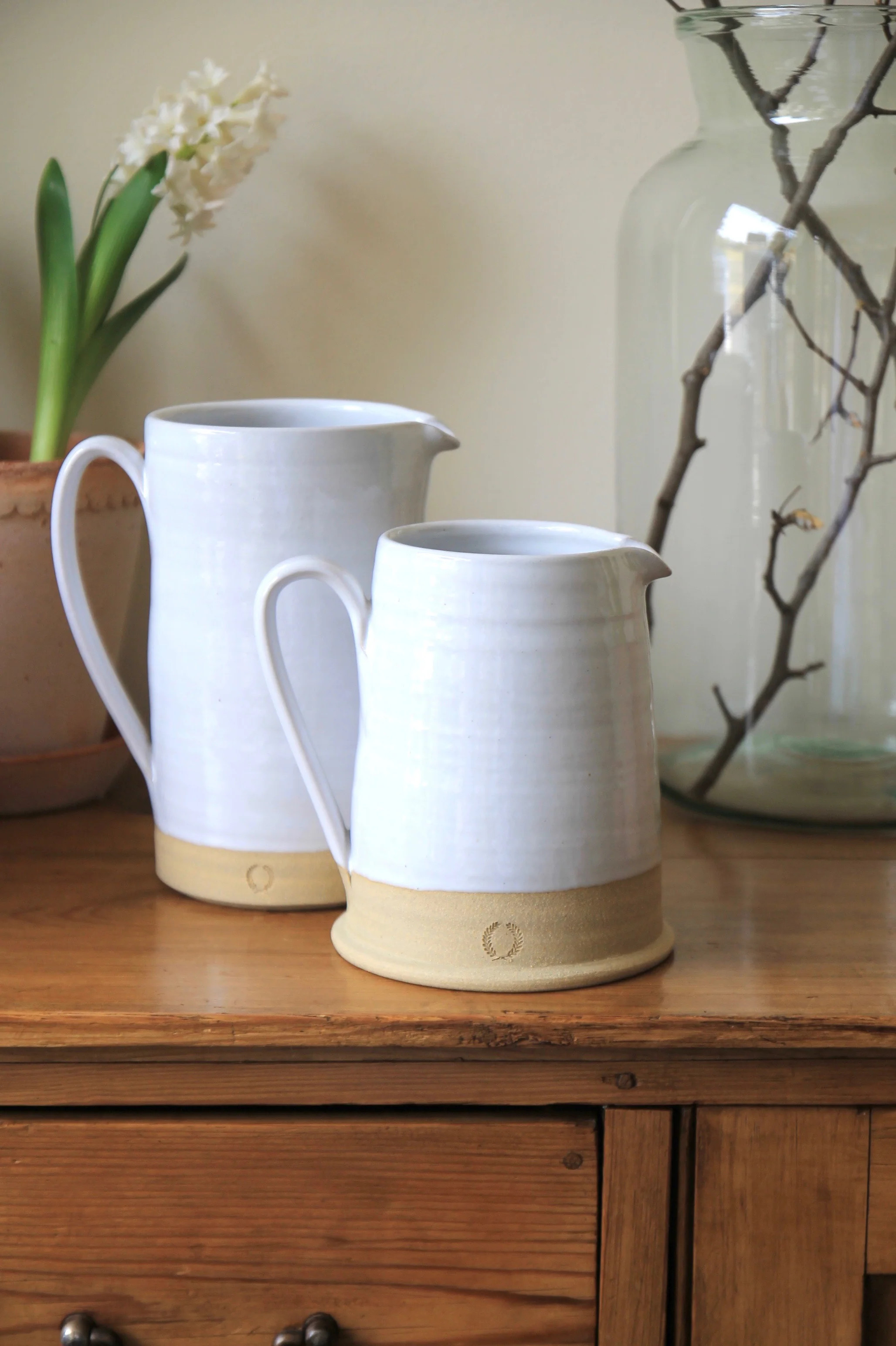 Farmhouse Pottery Silo Pitchers | 2 sizes | JSH Home Essentials