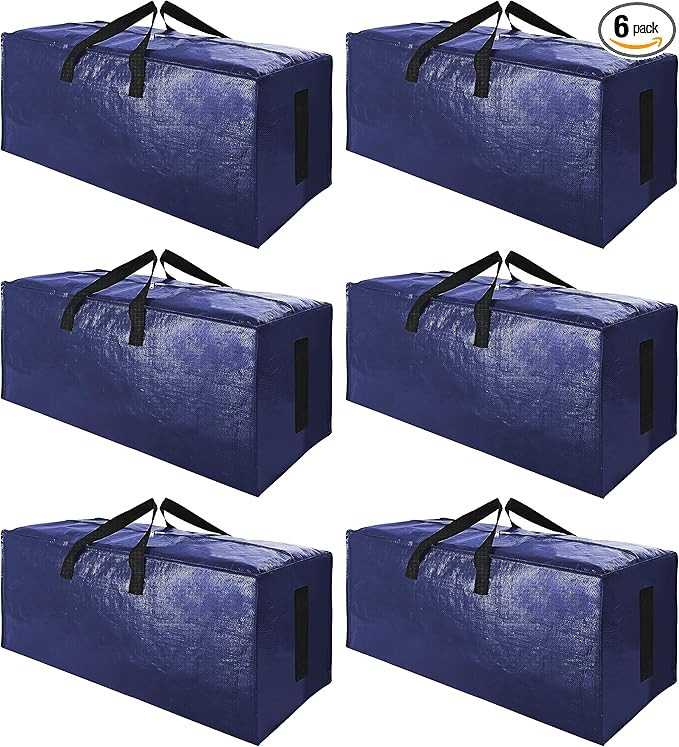 SWEET DOLPHIN 6 Pack Extra Large Moving Bags with Strong Zippers & Carrying Handles, Heavy Duty S... | Amazon (US)
