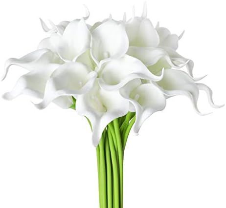 20Pcs Calla Lily Fake White Flowers Wedding Bouquet Artificial Real Touch Latex Flowers Home Wedd... | Amazon (US)