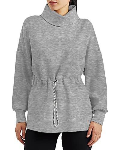 Women's Turtleneck Sweatshirts Long Sleeve Pullover Tops Side Slit Tunic Shirts with Drawstring W... | Amazon (US)