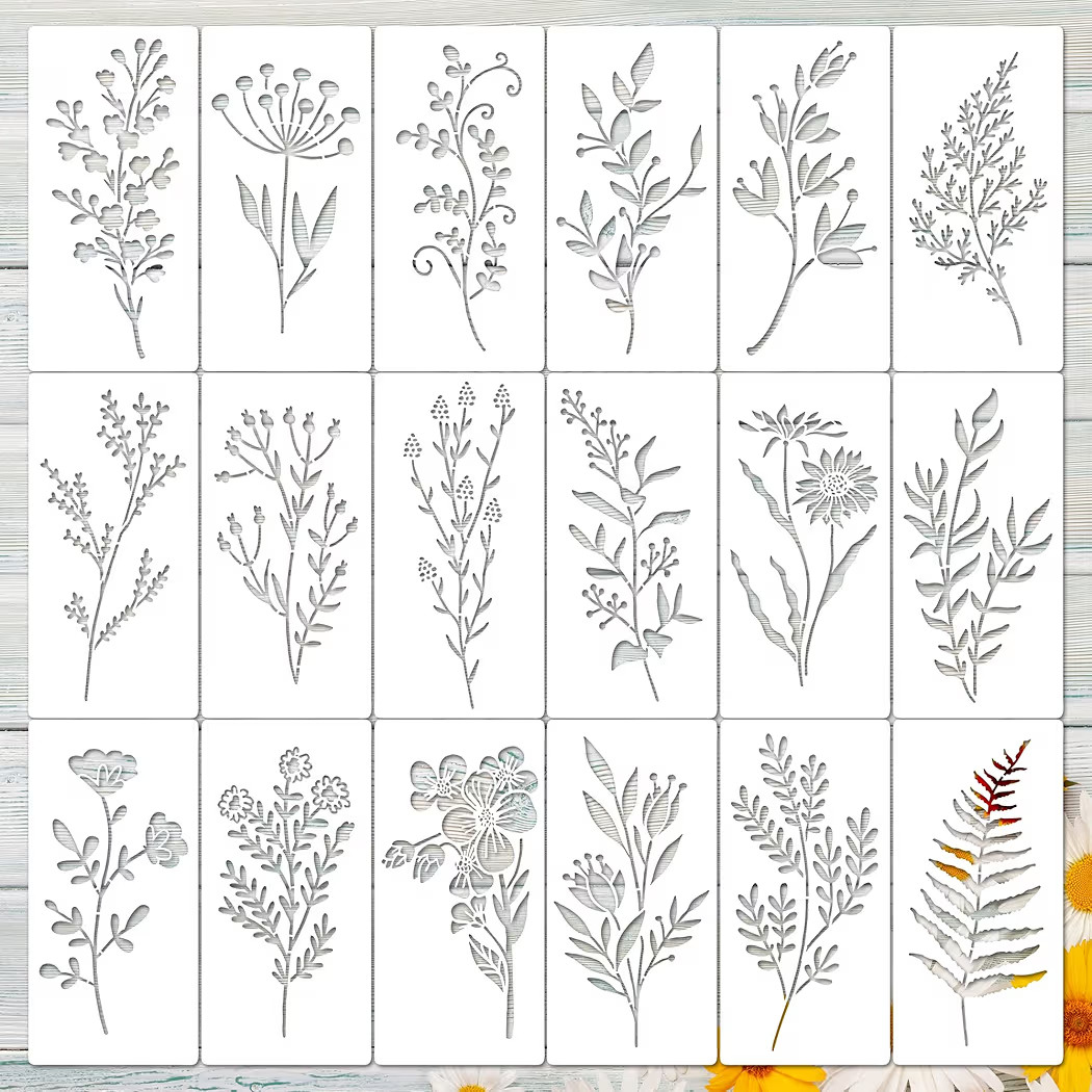 Keluna Plant Leaves Stencils for Painting, 18 Pcs Reusable Stencils Crafts Template DIY Art Scrap... | Amazon (US)