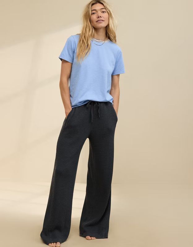 Aerie Waffle Wide Leg Skater Pant | Aerie