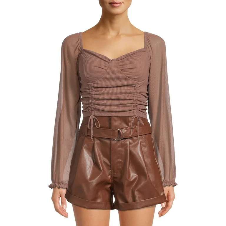 Madden NYC Junior's Shirred Peasant Top | Walmart (US)