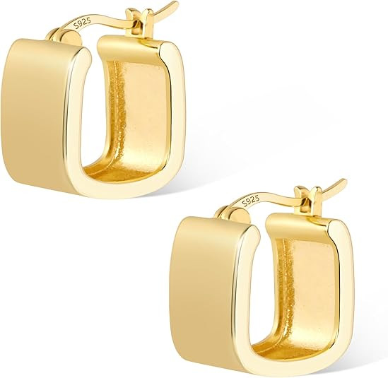 925 Sterling Silver Chunky Hoop Earrings for Women Hypoallergenic Silver Earrings Chunky Huggie S... | Amazon (US)