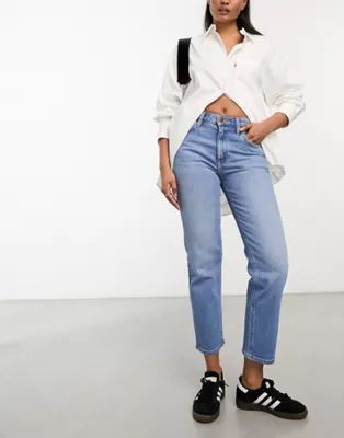 Lee Carol straight fit high waist jean in light blue wash | ASOS (Global)