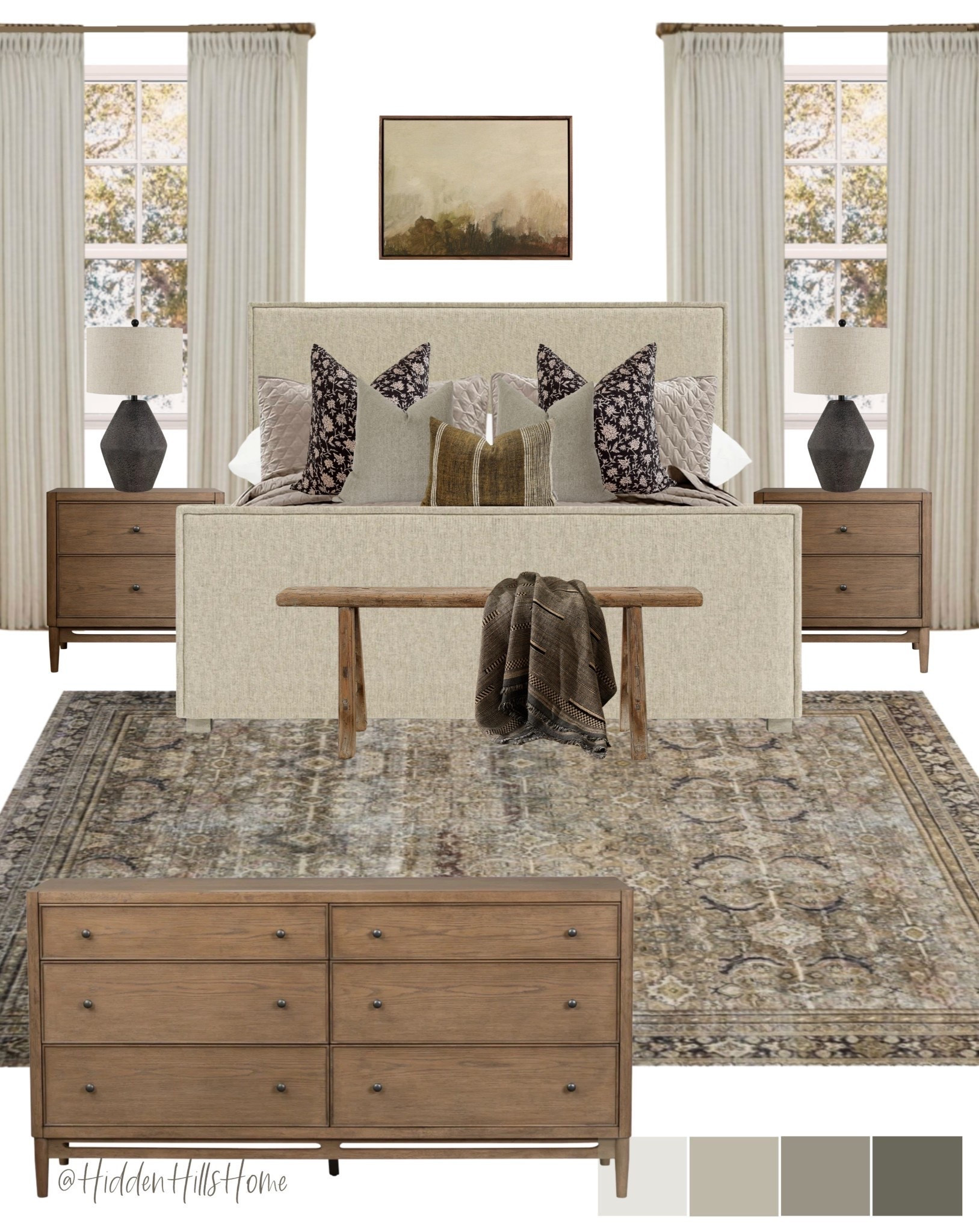 Master bedroom decor mood board, bedroom design idea, bedroom decor, sawyer bed, bedding, home decor inspiration, bedroom rug, nightstands #bedroom

#LTKHome #LTKSaleAlert #LTKSeasonal