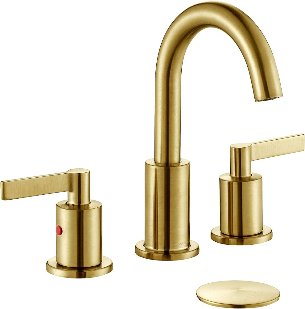 TimeArrow Brushed Gold 8 Inch Widespread Bathroom Sink Faucet for Sink 3 Hole with Pop-Up Drain, ... | Amazon (US)