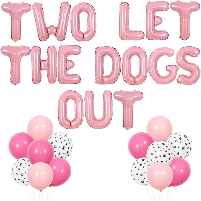 Dog 2nd Birthday Party Decorations Pink Two Let The Dogs Out Party Banner Bad Two The Bone Decora... | Amazon (US)