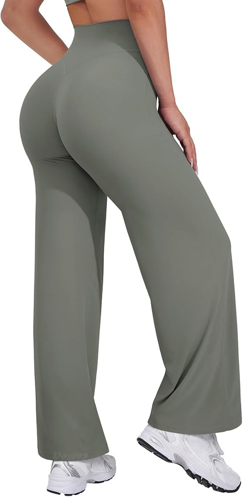 VOYJOY Straight Leggings Bottoms Wide Leg Pants for Women 29"/ 31.5"/33"/35" High Waist Stretch C... | Amazon (US)