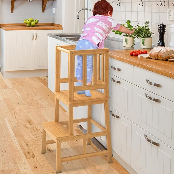 COSYLAND Kitchen Nursery Step Stool for Kids Toddlers Children,Standing Tower for Kitchen Counter... | Amazon (UK)