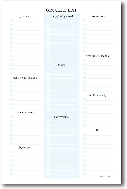 Grocery List Notepad- Shopping List, Portable 8.5" x 5.5" in size, 50 pages (White) | Amazon (US)