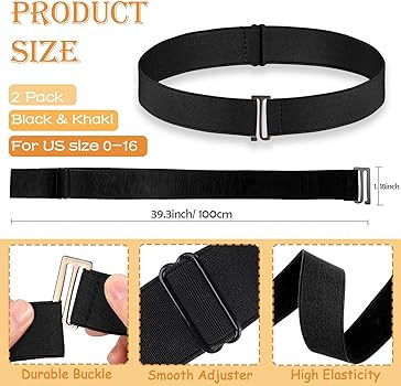 HAWOWZ 2Pcs No Show Stretch Belt for Women Invisible Elastic Tuck Band, Adjustable Strap Crop Bel... | Amazon (US)