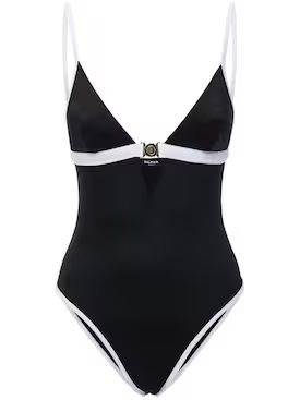 Balmain - Stretch tech one piece swimsuit - Black/White | Luisaviaroma | Luisaviaroma