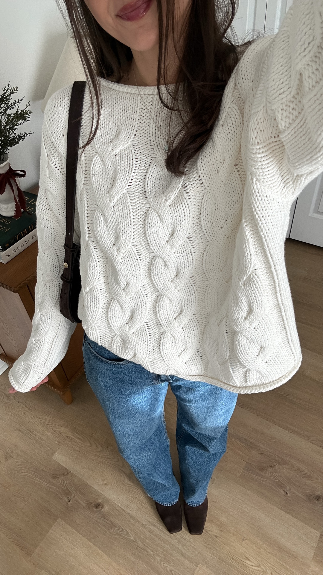 OOTD! Wearing size medium sweater and 25 long jeans. Sweater is 100% cotton and so comfy 

#LTKootd #LTKFindsUnder100 #LTKSaleAlert