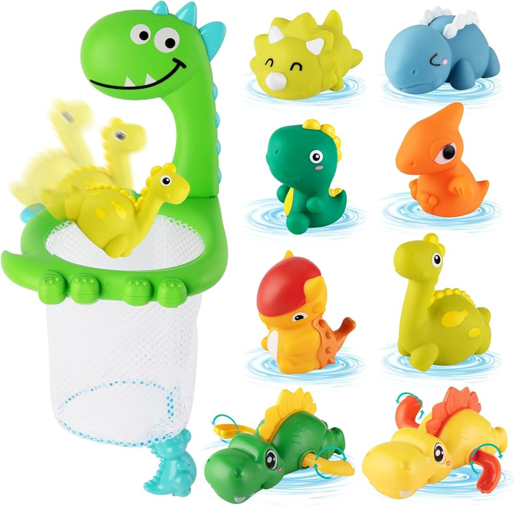 Gefanke Mold Free Dinosaur Infant Bath Toys for Toddler, No Hole Baby Bath Tub Toys with Wind-up ... | Amazon (US)