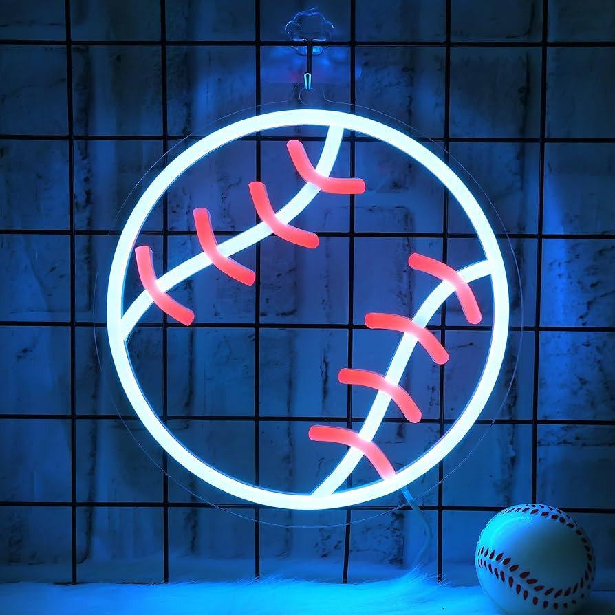 Baseball Neon Sign, Dimmable Sport LED Signs USB Powered with Pink and Blue Lights for Wall Decor... | Amazon (US)