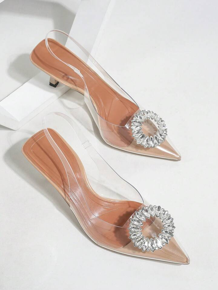 Charming Women's Transparent Pointed Toe Pyramid High Heels, Fashionable Clear Heel Party Shoes | SHEIN