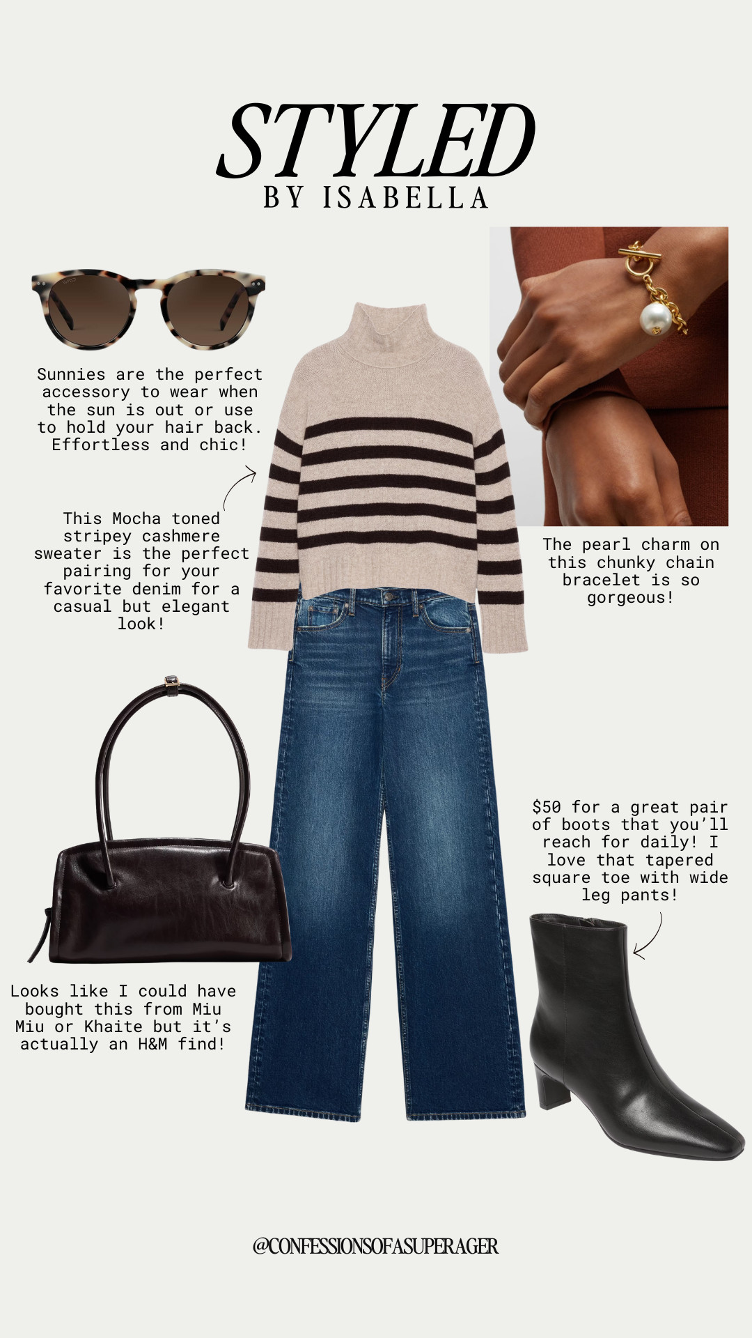This is my go-to everyday chic outfit formula 🤍 effortless, polished, and easy to wear on repeat. Think striped cashmere sweater, classic straight-leg jeans, and comfortable ankle boots you’ll actually reach for daily. I finished it off with designer-inspired accessories, a structured shoulder bag, and timeless jewelry to elevate the look without trying too hard.

If you’re searching for casual chic outfits, elevated everyday style, affordable fall-to-winter outfits, or designer look for less finds, this edit is for you. Every piece is wearable, versatile, and perfect for running errands, casual meetings, or weekend plans.

All items are linked on LTK so you can shop the full outfit easily — save this for outfit inspo and tap through to see my exact finds via @confessionsofasuperager ✨ 

 #LTKFashion #EverydayOutfit #CasualChicStyle #DesignerLookForLess #AffordableFashion #CapsuleWardrobe #NeutralOutfits #FallWinterStyle #LTKStyle #ConfessionsOfASuperager 

#LTKdayinmylife #LTKootd #LTKOver40