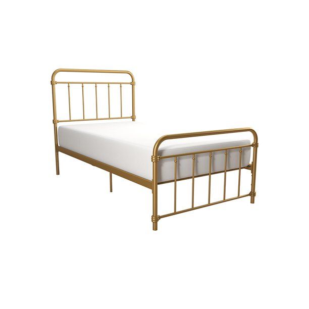 Desert Fields Wallace Metal Bed, Twin Size Frame With Underbed Storage, Gold - Walmart.com | Walmart (US)