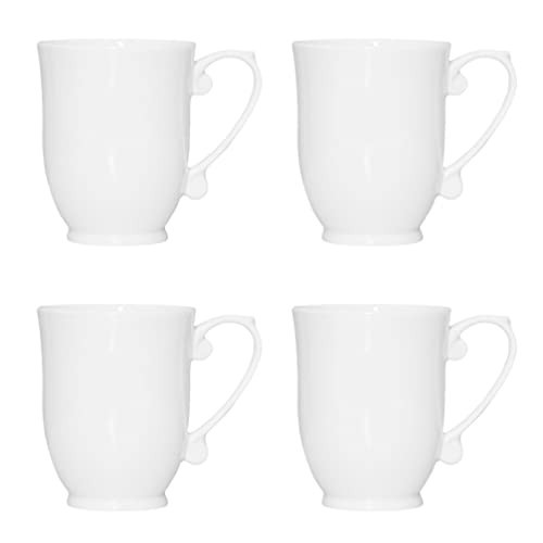 QOUTIQUE Bone China Coffee Mugs - 20 Ounce - Set of 4, Cups for Latte, Hot Tea, Cappuccino, Mocha, Cocoa, Mug Set, Large Coffee Mug, White | Amazon (US)