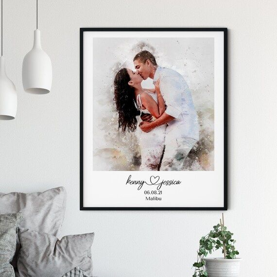 Custom Watercolor Couple Portrait From Photo Valentines Day | Etsy | Etsy (US)
