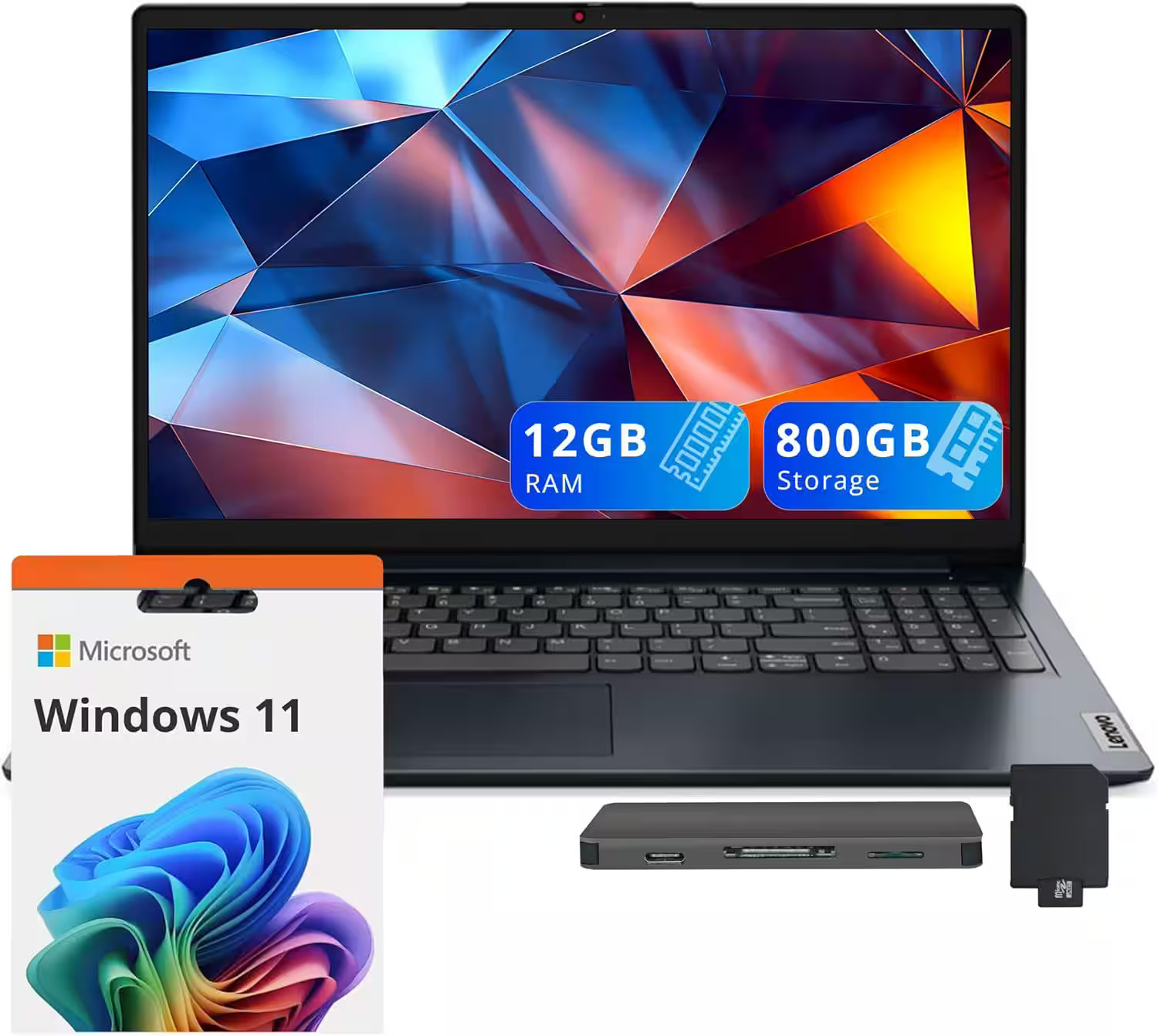 Lenovo - IdeaPad 1 15.6"" HD Laptop,Intel Celeron N4500,12GB RAM,512GB SSD+128GB eMMC,Windows 11 + 128GB Dock Station - Blue | Best Buy U.S.