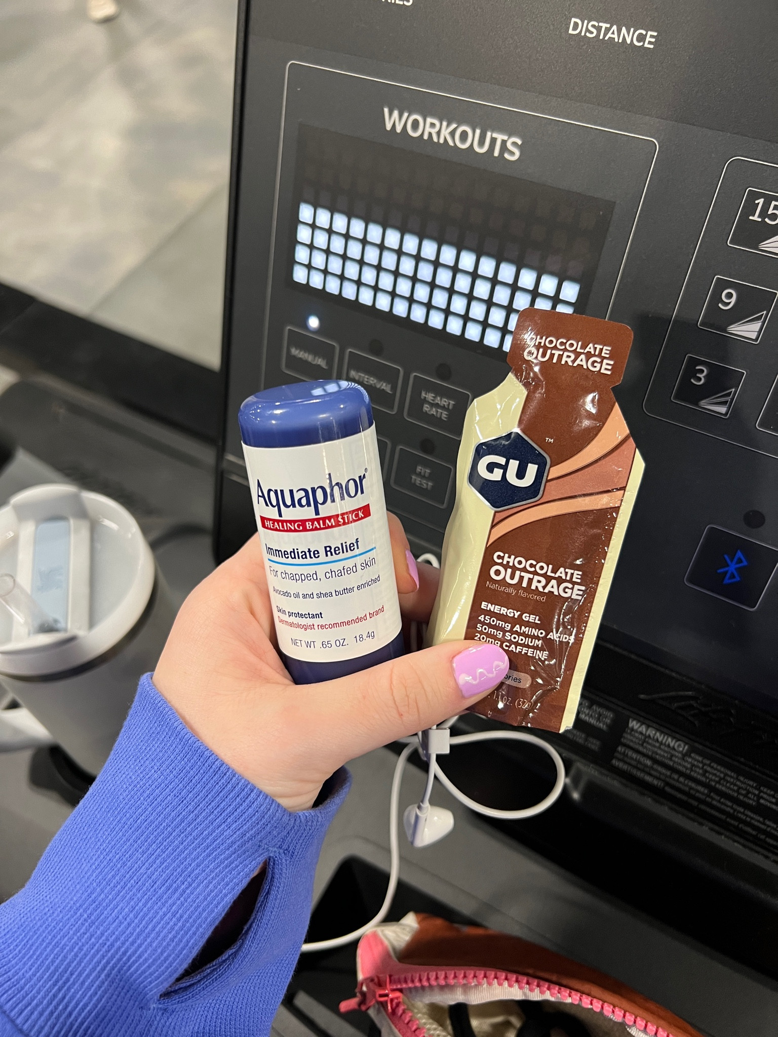 running/ workout essentials that keep me sane😅 aquaphor stick, chocolate outrage flavor gu, apple headphones, lululemon belt bag, and grey stanley cup👟

#LTKunder50 #LTKGiftGuide #LTKFind