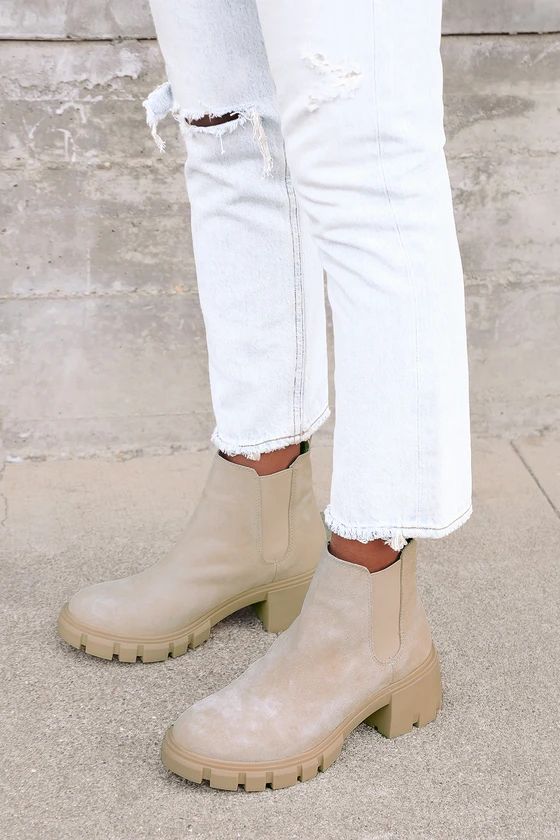 Howler Sand Suede Leather Platform Ankle Boots | Lulus (US)