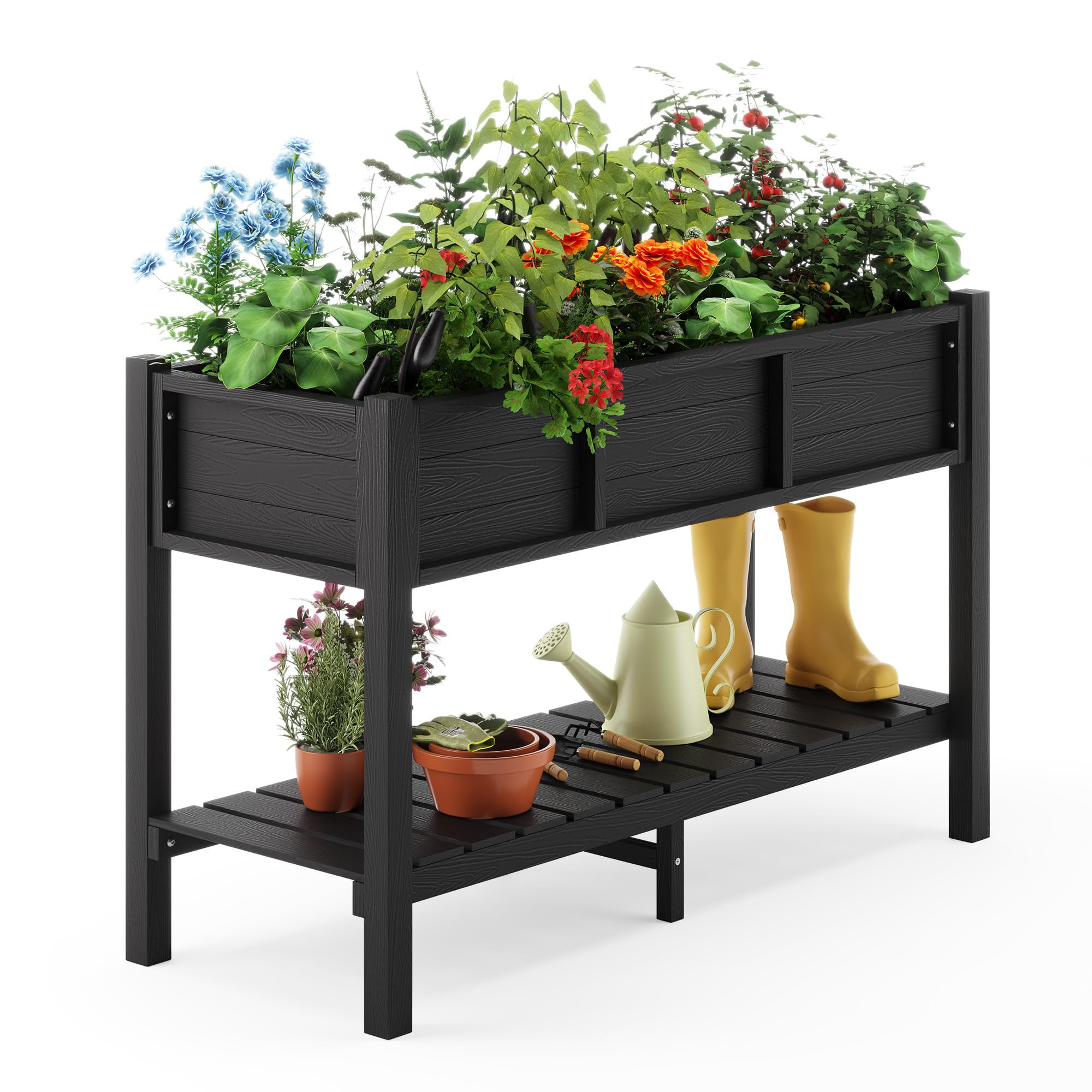 LUE BONA Raised Planter Box with Legs, 45 * 18 * 29 in, Raised Garden Bed with Tools and Storage ... | Amazon (US)