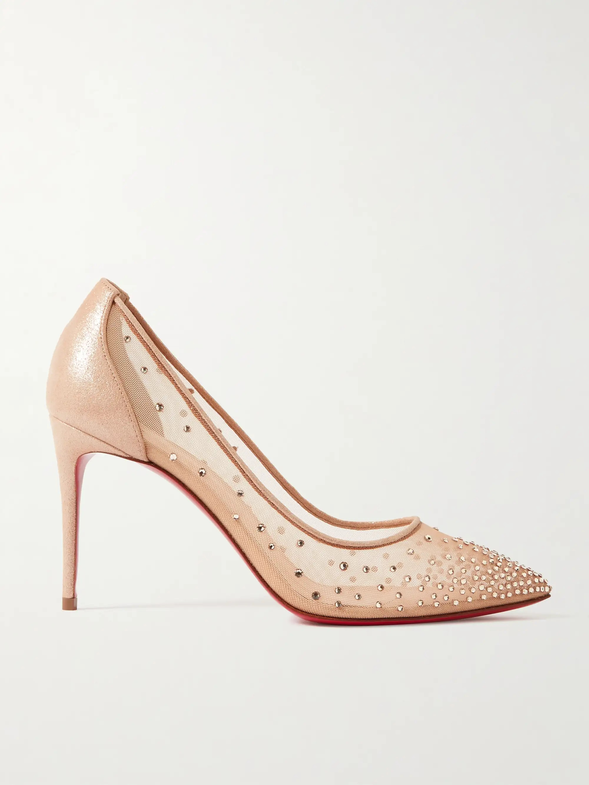Follies 85 crystal-embellished mesh and glittered-leather pumps | NET-A-PORTER (US)