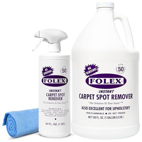 FOLEX 32 oz Instant Carpet Spot Remover Carpet Cleaner with Reusable Cleaning Cloth - Removes Pet Accidents, Grease, Red Wine and More (1 Pack + Refill) | Amazon (US)