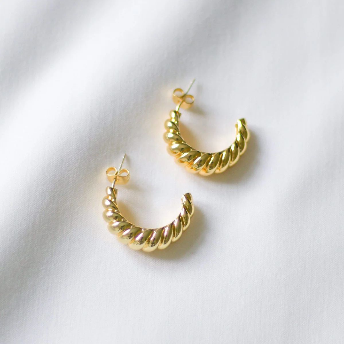 FAE Gold Croissant Hoop Earrings | J. Bubs