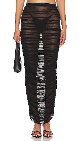 Isabella Sheer Maxi Skirt in Black | Revolve Clothing (Global)
