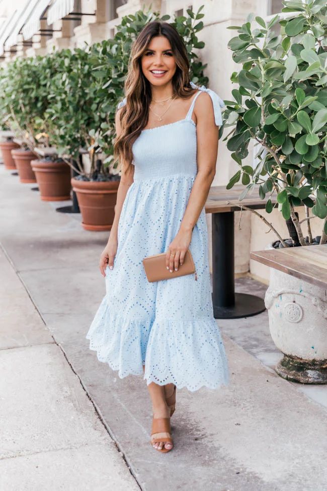 Promise In My Heart Blue Lace Midi Dress | Pink Lily