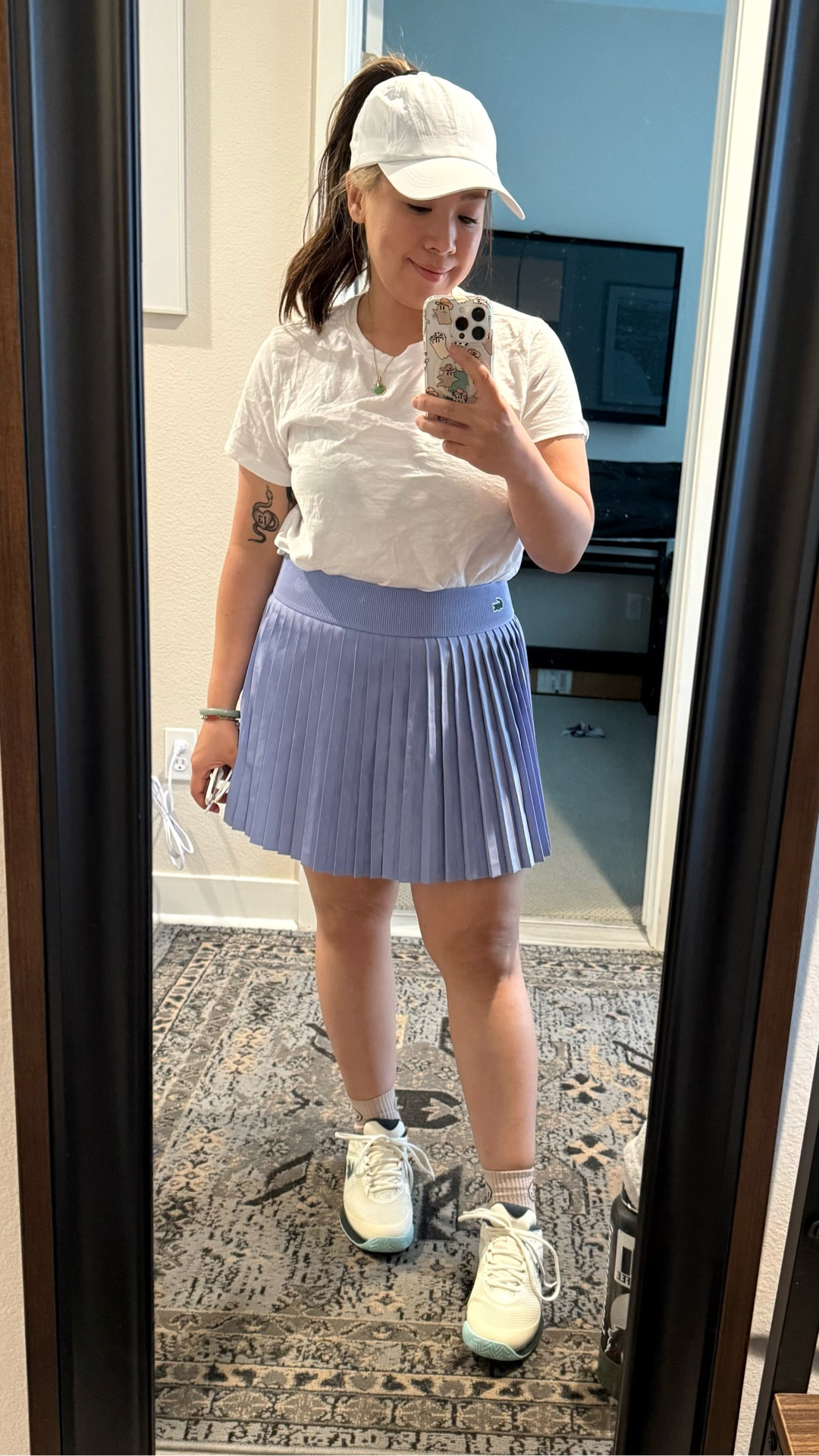 I feel very at home on the tennis courts. 🎾 If you’ve known me a long time you might know that I spent a lot of my teenage years on tennis courts until the late hours of the night everyday. I’m so glad to pick up the sport again as an adult with my husband. ❤️  I couldn’t afford cute tennis clothes when I was younger, only buying what was on sale, and not what I liked most. I’m happy to have the privilege of affording any of the tennis clothes I want now 🥹🥹🥹

Shirt: Madewell
Skirt: Lacoste
Hat: Tik Tok Shop
Glasses: Quay
Shoes: Lacoste
Racket: Yonex


#LTKPetite #LTKActive #LTKfitnessgoals