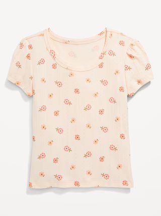 Printed Pointelle-Knit Scoop-Neck Top for Girls | Old Navy (US)
