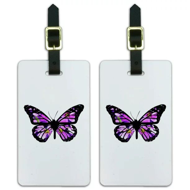 Graphics and More Butterfly with Flowers Luggage ID Tags Suitcase Carry-On Cards - Set of 2 | Walmart (US)