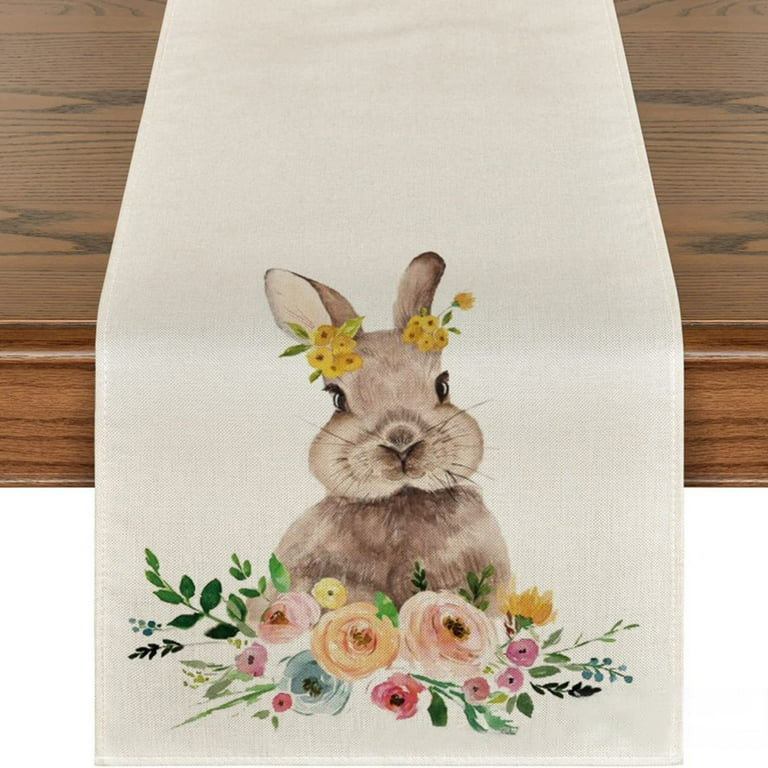 Easter Decorations for Home Easter Table Flag Holiday Bunny Egg Little Printed Linen Tablecloth E... | Walmart (US)