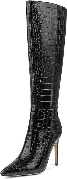 MERUMOTE Stiletto Knee High Boots Women Sexy Pointed Toe Zipper High Heels Boots | Amazon (US)