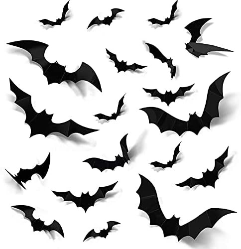 72PCS Halloween 3D Bats Decoration, 4 Sizes PVC Scary Bats Wall Decal Wall Stickers DIY Halloween... | Amazon (US)
