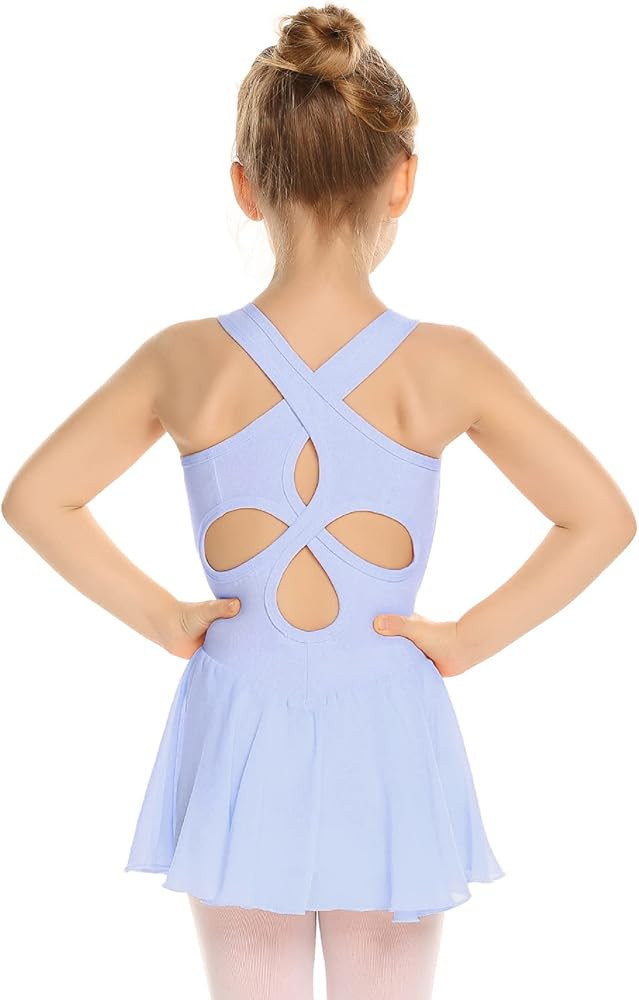 Arshiner Girls Hollow Back Ballet Leotard with Skirt Sleeveless Dance Dress | Amazon (US)